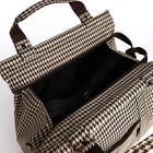 Сумка дорожная на молнии, наружный карман, длинный ремень, бежевая, коричневая - Фото 3