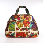 Сумка дорожная на молнии, 2 наружный кармана, длинный ремень, бежевая, оранжевая - Фото 3