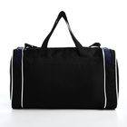 Сумка спортивная на молнии, 3 наружных кармана, длинный ремень, чёрная, чёрная/синяя - Фото 3