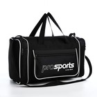 Сумка спортивная на молнии, 3 наружных кармана, длинный ремень, цвет чёрный - фото 301503467