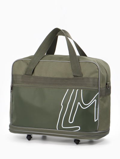 Сумка дорожная 20" на 4 колёсах, отдел на молнии, с увеличением, наружный карман, длинный ремень, хаки