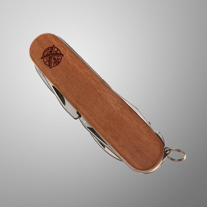 Нож перочинный Stinger, 13 функций, рукоять - древесина сапеле, 9 см - фото 1904967891