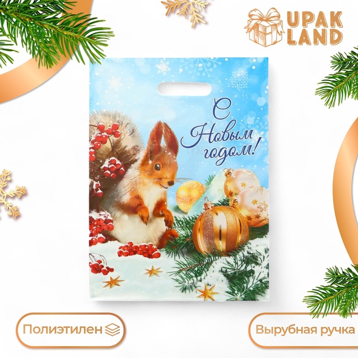 

Пакет "Белка с шариками", полиэтиленовый с вырубной ручкой, 30х40 см.