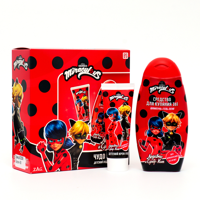 Подарочный набор Леди Баг и Супер кот: средство для купания 3в1, 300 мл + крем-уход, 75 мл - Фото 1