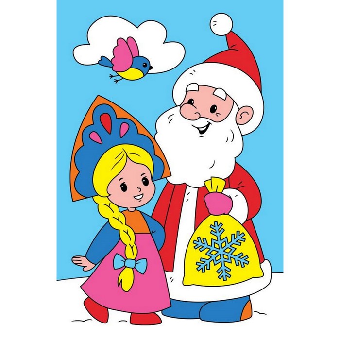 Холст мини, 10 × 15 см, по номерам «Дед Мороз и девочка» - Фото 1