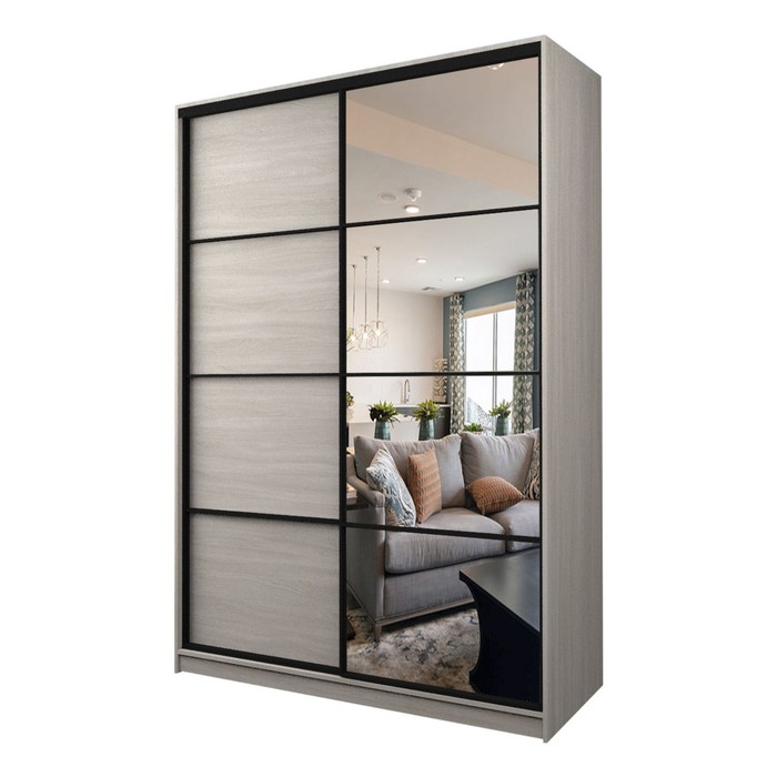 Шкаф-купе Max-МШ-23-6-16-15, 1600×600×2300 мм, зеркало, цвет ясень шимо светлый - Фото 1