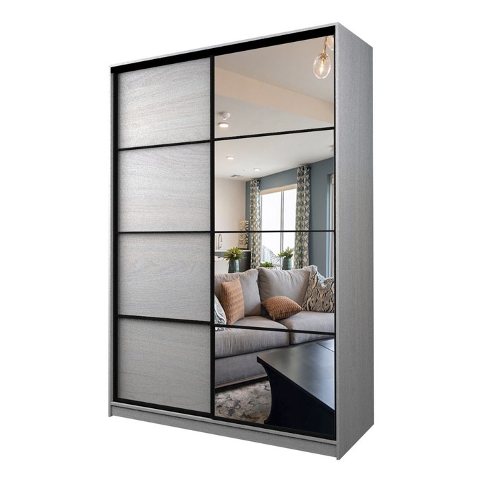 Шкаф-купе Max-МШ-23-6-16-15, 1600×600×2300 мм, зеркало, цвет ясень анкор светлый - Фото 1