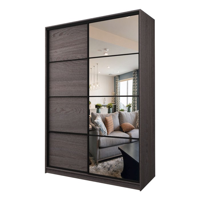 Шкаф-купе 2-х дверный Max 15, 1600×600×2300 мм, зеркало, цвет ясень анкор тёмный - Фото 1