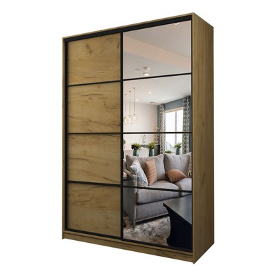 Шкаф – купе Max-МШ-23-6-16-15, 1600×600×2300 мм, с зеркалом, цвет дуб крафт золотой