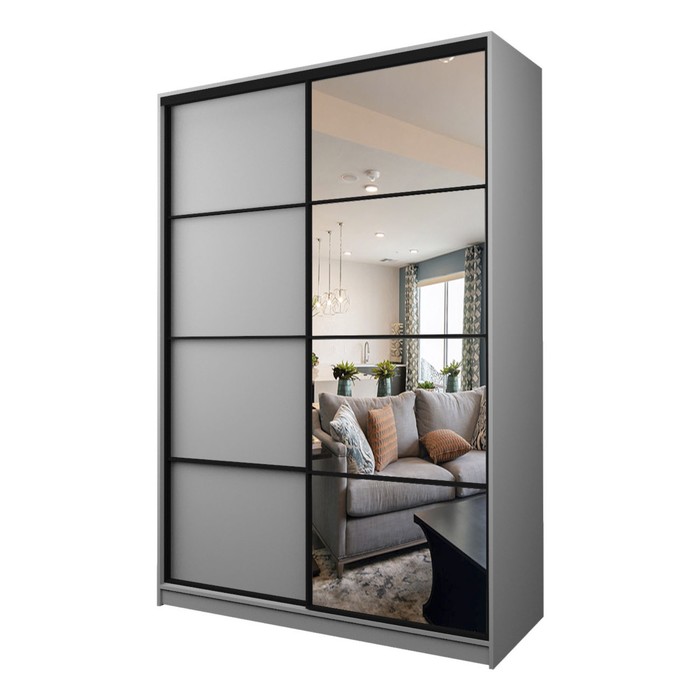 Шкаф-купе Max-МШ-23-6-16-15, 1600×600×2300 мм, зеркало, цвет серый шагрень - Фото 1