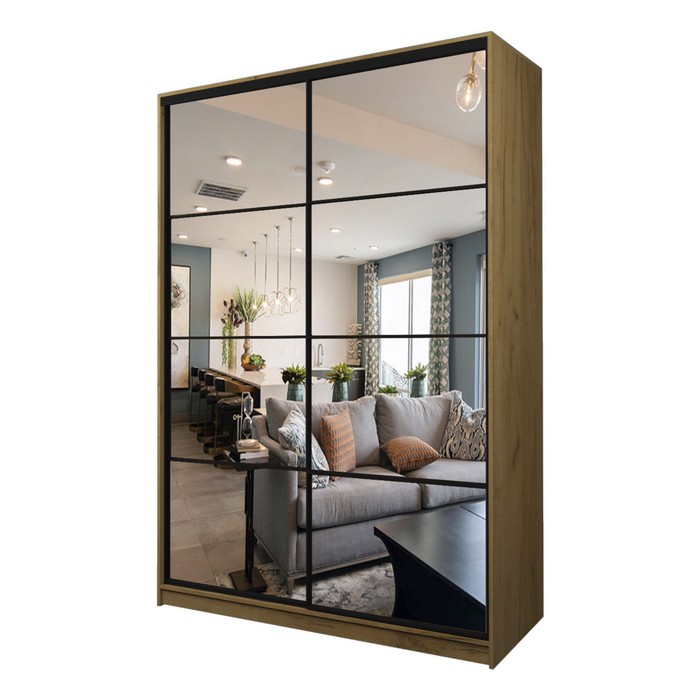 Шкаф-купе Max-МШ-23-6-16-55, 1600×600×2300 мм, зеркало, цвет дуб крафт золотой - Фото 1