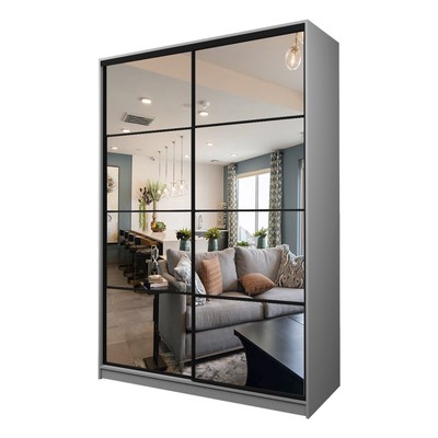 Шкаф - купе Max-МШ-23-6-16-55, с зеркалом, 1600×600×2300 мм, цвет серый шагрень