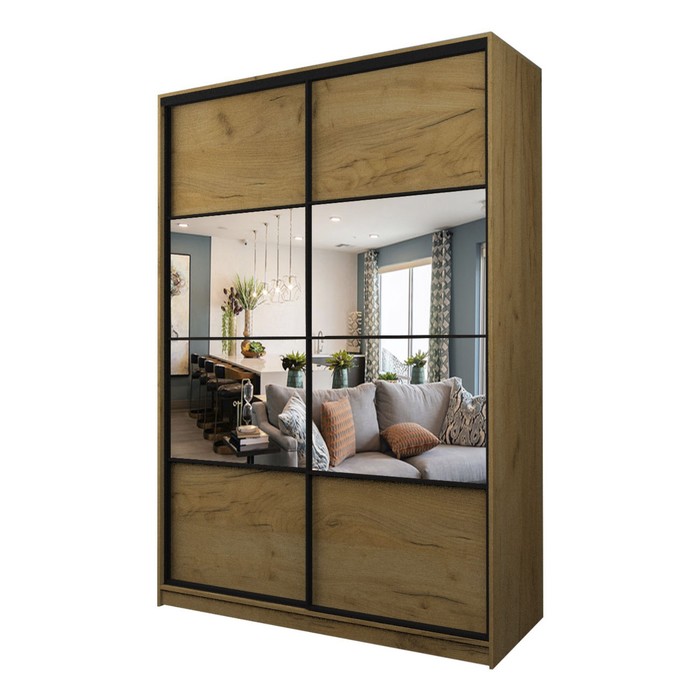 Шкаф-купе Max-МШ-23-6-16-77, 1600×600×2300 мм, зеркало, цвет дуб крафт золотой - Фото 1