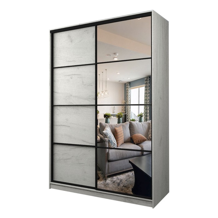 Шкаф-купе Max-МШ-23-6-18-15, 1800×600×2300 мм, зеркало, цвет дуб крафт белый - Фото 1