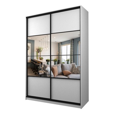 Шкаф – купе Max-МШ-23-6-18-77, 1800×600×2300 мм, с зеркалом, цвет белый шагрень