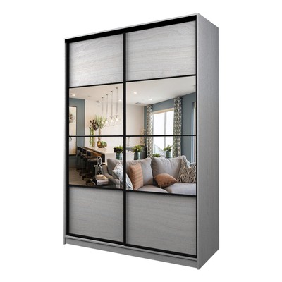 Шкаф – купе Max-МШ-23-6-18-77, 1800×600×2300 мм, с зеркалом, цвет ясень анкор светлый