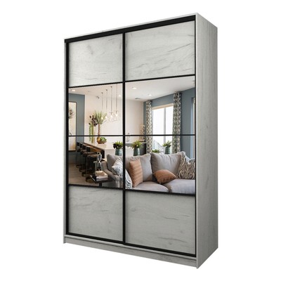 Шкаф - купе Max-МШ-23-6-18-77, с зеркалом, 1800×600×2300 мм, цвет дуб крафт белый