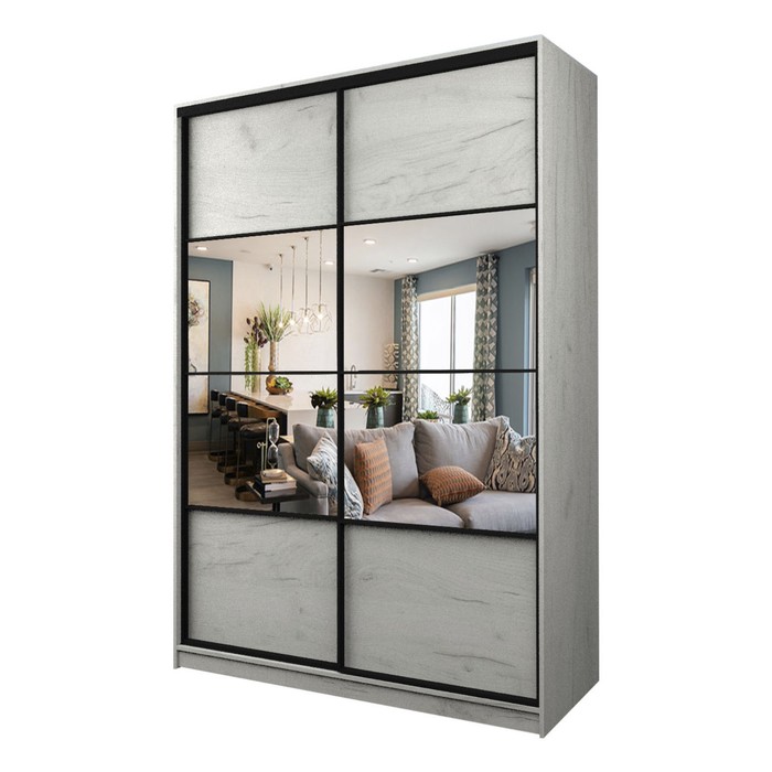 Шкаф - купе Max-МШ-23-6-18-77, с зеркалом, 1800×600×2300 мм, цвет дуб крафт белый - Фото 1