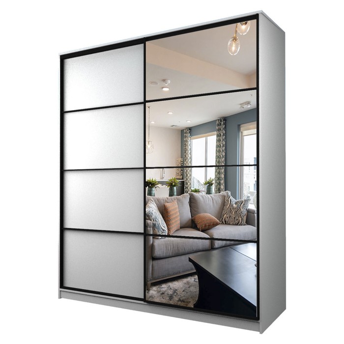 Шкаф-купе Max-МШ-23-6-20/2-15, 2000×600×2300 мм, зеркало, цвет белый шагрень - Фото 1