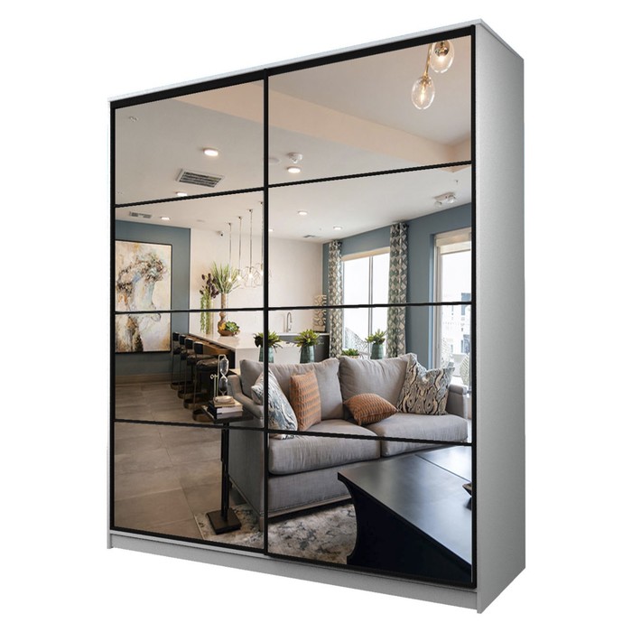 Шкаф-купе Max-МШ-23-6-20/2-55, 2000×600×2300 мм, зеркало, цвет белый шагрень - Фото 1