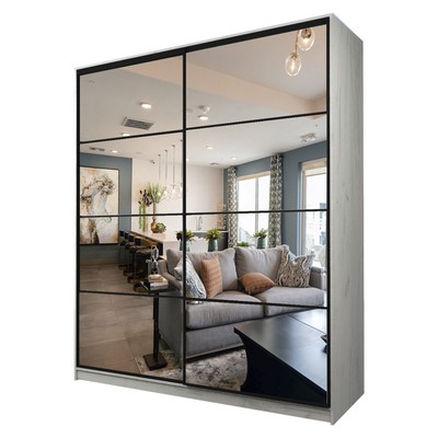 Шкаф - купе Max-МШ-23-6-20/2-55, с зеркалом, 2000×600×2300 мм, цвет дуб крафт белый