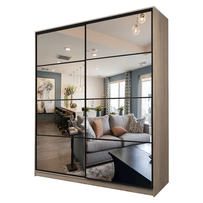 Шкаф-купе Max-МШ-23-6-20/2-55, 2000×600×2300 мм, зеркало, цвет дуб сонома - Фото 1