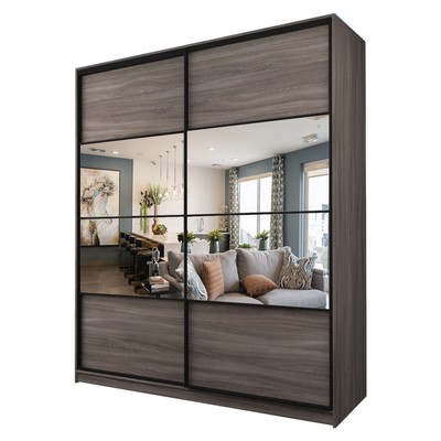 Шкаф-купе 2-х дверный Max 2/77, 2000×600×2300 мм, зеркало, цвет ясень шимо тёмный