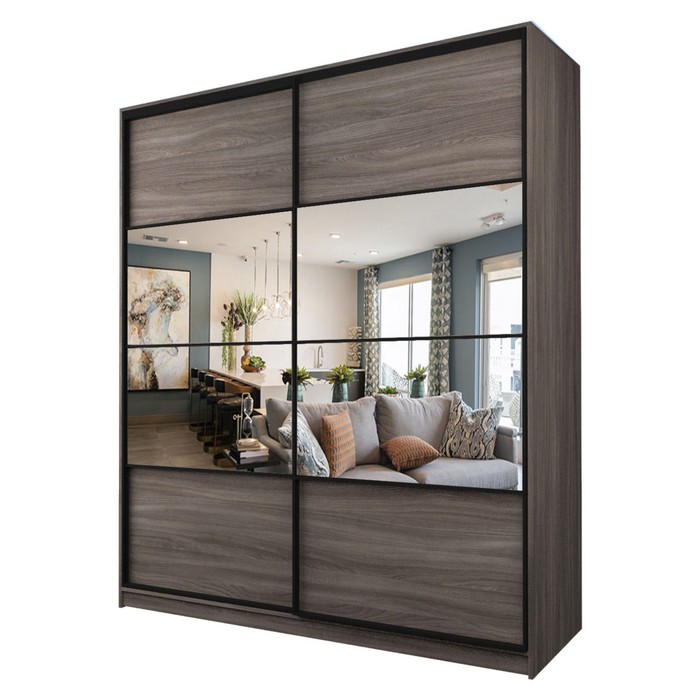 Шкаф-купе 2-х дверный Max 2/77, 2000×600×2300 мм, зеркало, цвет ясень шимо тёмный - Фото 1