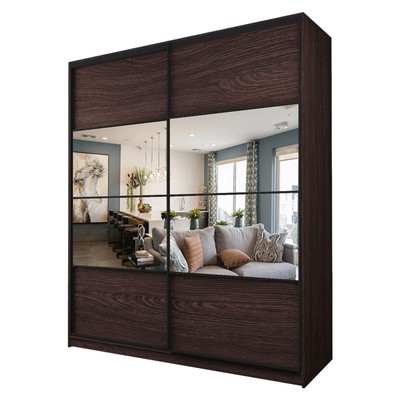 Шкаф – купе Max-МШ-23-6-20/2-77, 2000×600×2300 мм, с зеркалом, цвет венге