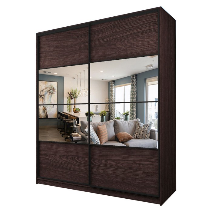 Шкаф-купе Max-МШ-23-6-20/2-77, 2000×600×2300 мм, зеркало, цвет венге - Фото 1