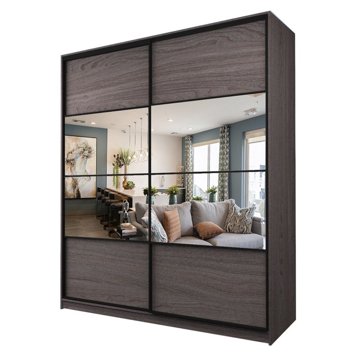 Шкаф-купе 2-х дверный Max 2/77, 2000×600×2300 мм, зеркало, цвет ясень анкор тёмный - Фото 1