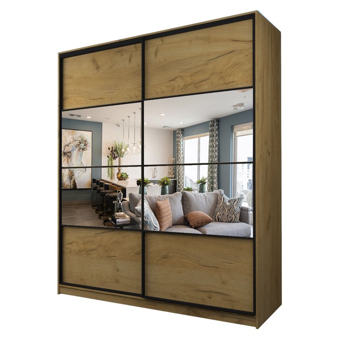 Шкаф-купе Max-МШ-23-6-20/2-77, 2000×600×2300 мм, зеркало, цвет дуб крафт золотой - Фото 1