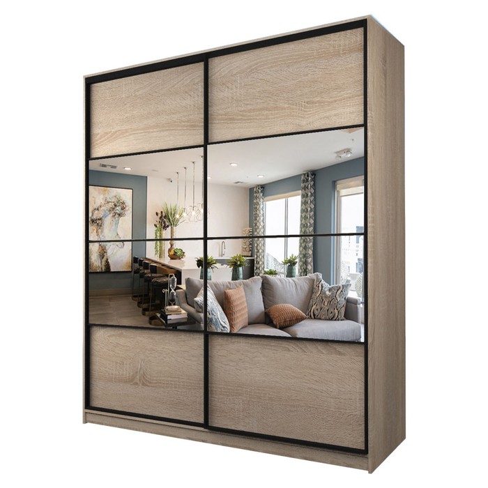 Шкаф-купе Max-МШ-23-6-20/2-77, 2000×600×2300 мм, зеркало, цвет дуб сонома - Фото 1