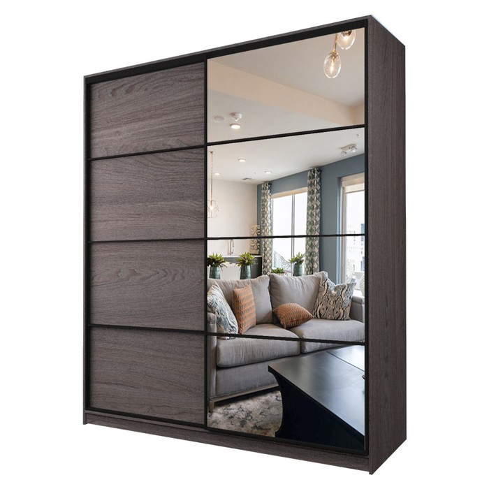 Шкаф-купе 2-х дверный Max 2/15, 2200×600×2300 мм, зеркало, цвет ясень анкор тёмный - Фото 1