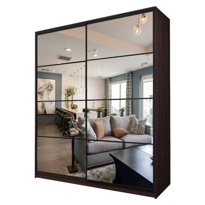 Шкаф - купе Max-МШ-23-6-22/2-55, с зеркалом, 2200×600×2300 мм, цвет венге - Фото 1