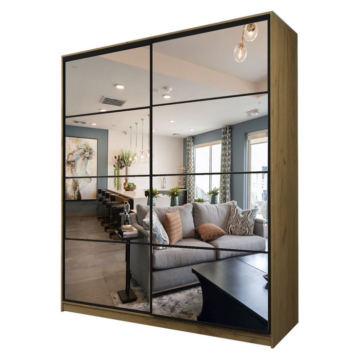 Шкаф-купе Max-МШ-23-6-22/2-55, 2200×600×2300 мм, зеркало, цвет дуб крафт золотой - Фото 1