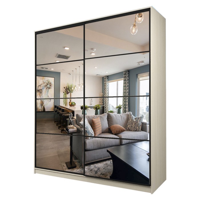 Шкаф-купе Max-МШ-23-6-22/2-55, 2200×600×2300 мм, зеркало, цвет дуб молочный - Фото 1