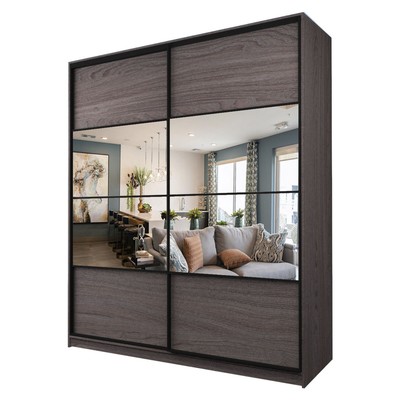 Шкаф-купе 2-х дверный Max 2/77, 2200×600×2300 мм, зеркало, цвет ясень анкор тёмный