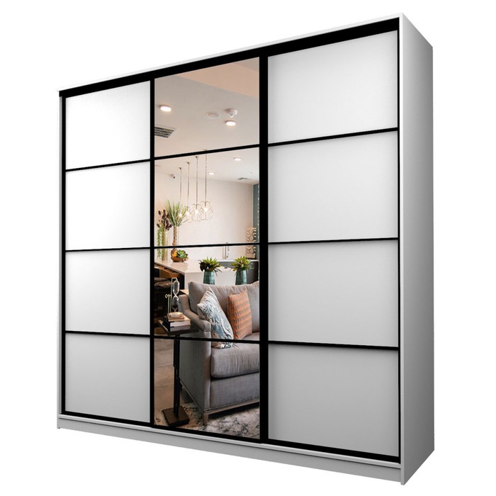 Шкаф - купе Max-МШ-23-6-24-151, с зеркалом, 2400×600×2300 мм, цвет белый шагрень - Фото 1