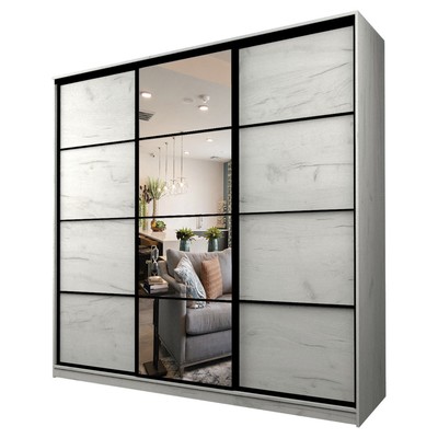 Шкаф - купе Max-МШ-23-6-24-151, с зеркалом, 2400×600×2300 мм, цвет дуб крафт белый