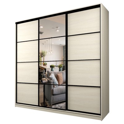 Шкаф-купе Max-МШ-23-6-24-151, 2400×600×2300 мм, зеркало, цвет дуб молочный