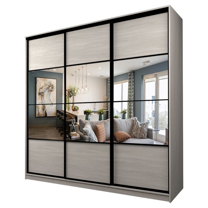 Шкаф-купе Max-МШ-23-6-24-777, 2400×600×2300 мм, зеркало, цвет ясень шимо светлый - Фото 1