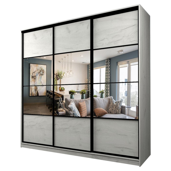 Шкаф-купе Max-МШ-23-6-24-777, 2400×600×2300 мм, зеркало, цвет дуб крафт белый - Фото 1