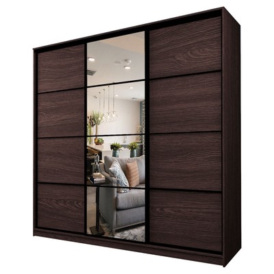 Шкаф - купе Max-МШ-23-6-24/2-151, с зеркалом, 2400×600×2300 мм, цвет венге