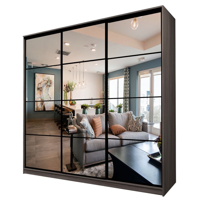 Шкаф-купе 3-х дверный Max 2/555, 2400×600×2300 мм, зеркало, цвет ясень шимо тёмный - Фото 1