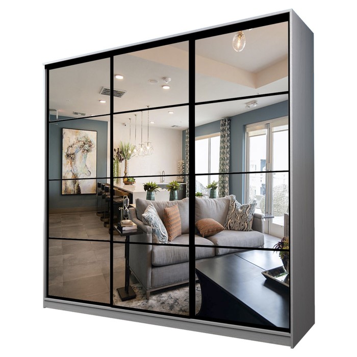 Шкаф-купе Max-МШ-23-6-24/2-555, 2400×600×2300 мм, зеркало, цвет ясень анкор светлый - Фото 1