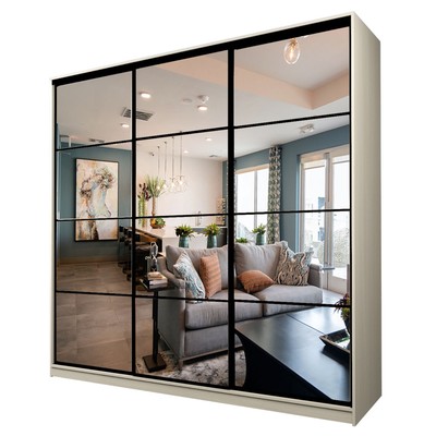 Шкаф-купе Max-МШ-23-6-24/2-555, 2400×600×2300 мм, зеркало, цвет дуб молочный