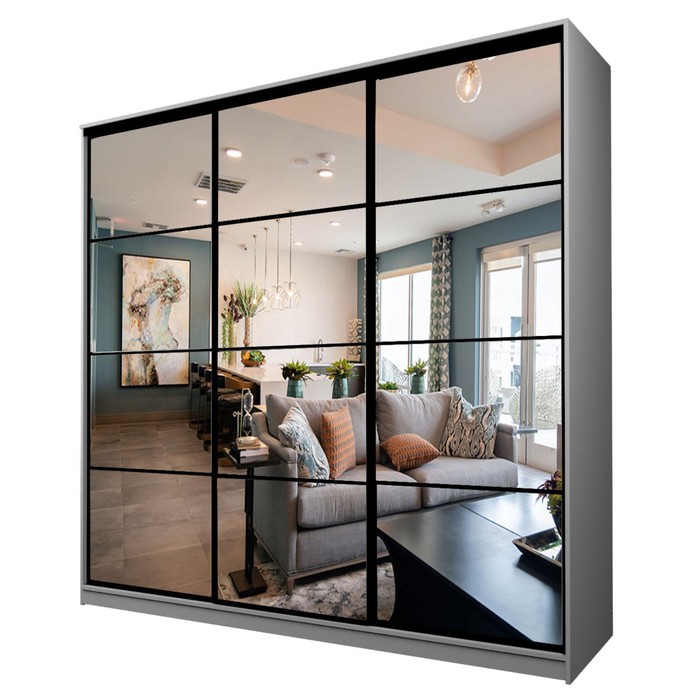 Шкаф-купе Max-МШ-23-6-24/2-555, 2400×600×2300 мм, зеркало, цвет серый шагрень - Фото 1