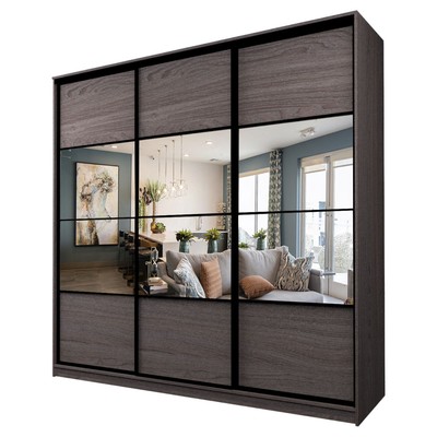 Шкаф-купе 3-х дверный Max 2/777, 2400×600×2300 мм, зеркало, цвет ясень анкор тёмный