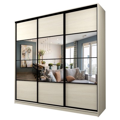 Шкаф - купе Max-МШ-23-6-24/2-777, с зеркалом, 2400×600×2300 мм, цвет дуб молочный